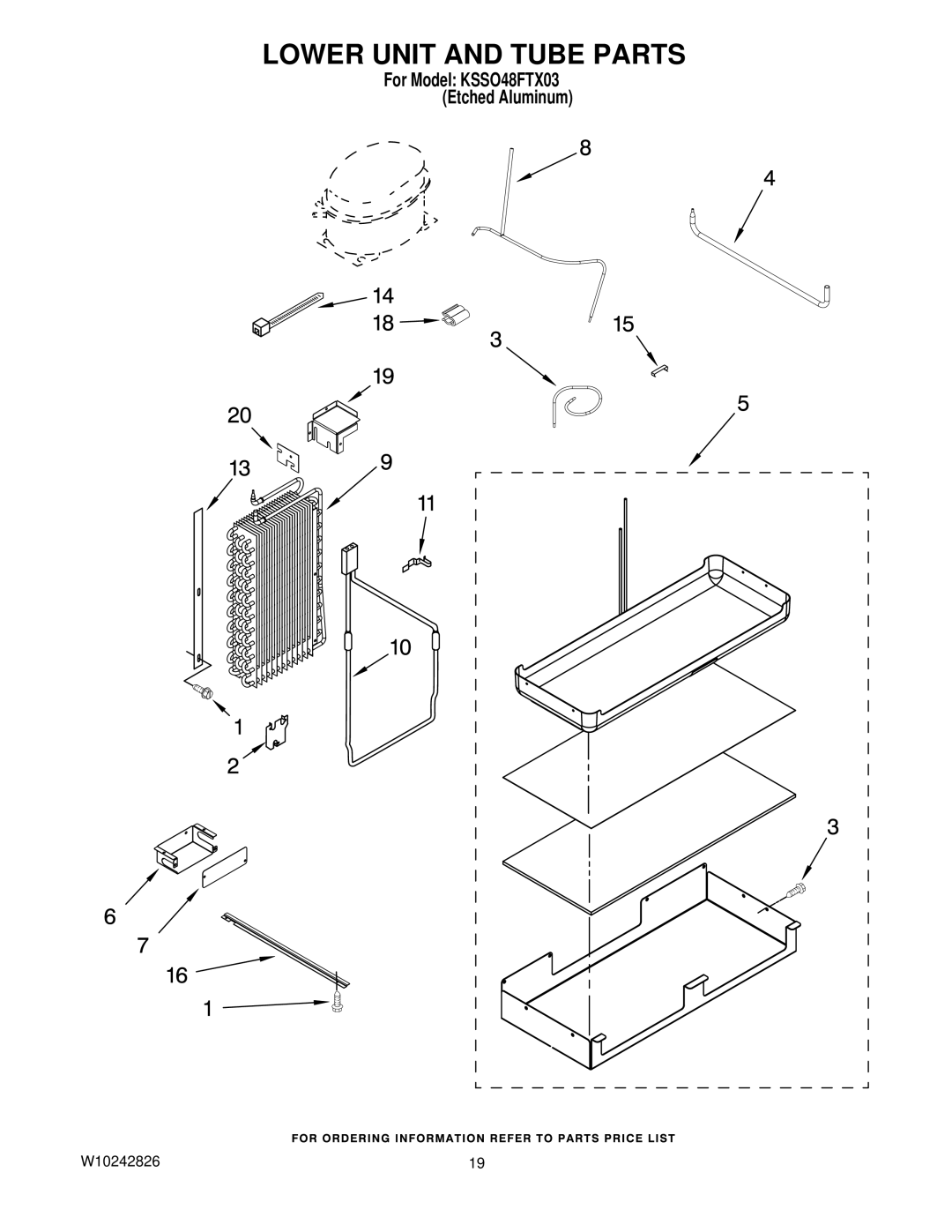 KitchenAid KSSO48FTX03 manual Lower Unit and Tube Parts 