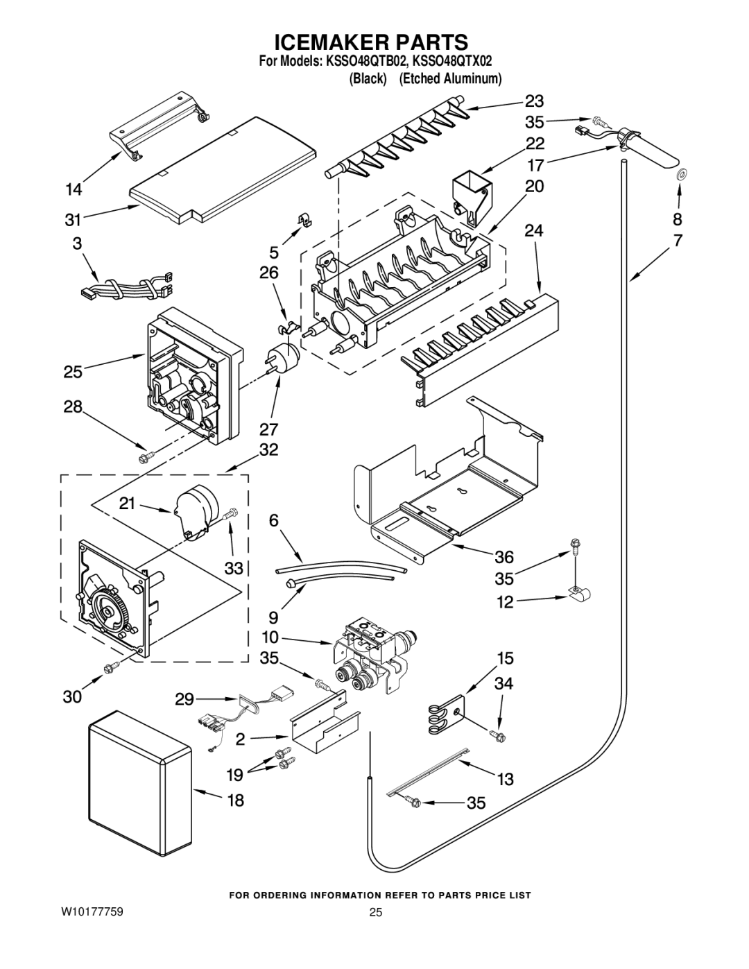 KitchenAid KSSO48QTX02, KSSO48QTB02 manual Icemaker Parts 