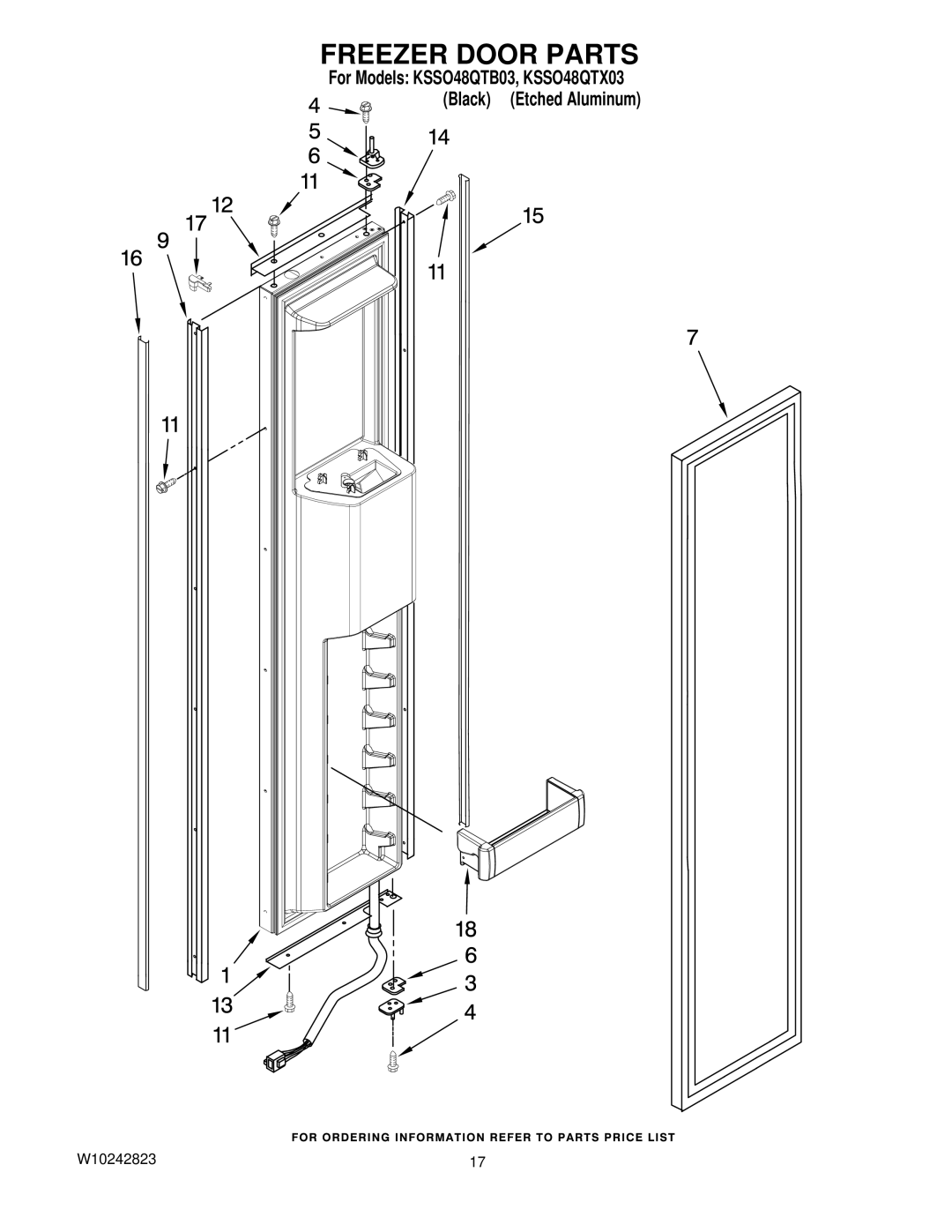 KitchenAid KSSO48QTB03, KSSO48QTX03 manual Freezer Door Parts 