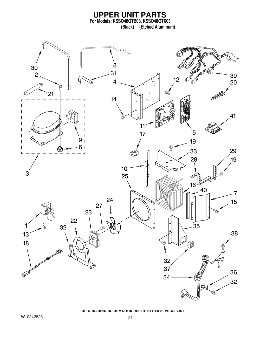 KitchenAid KSSO48QTB03, KSSO48QTX03 manual Upper Unit Parts 