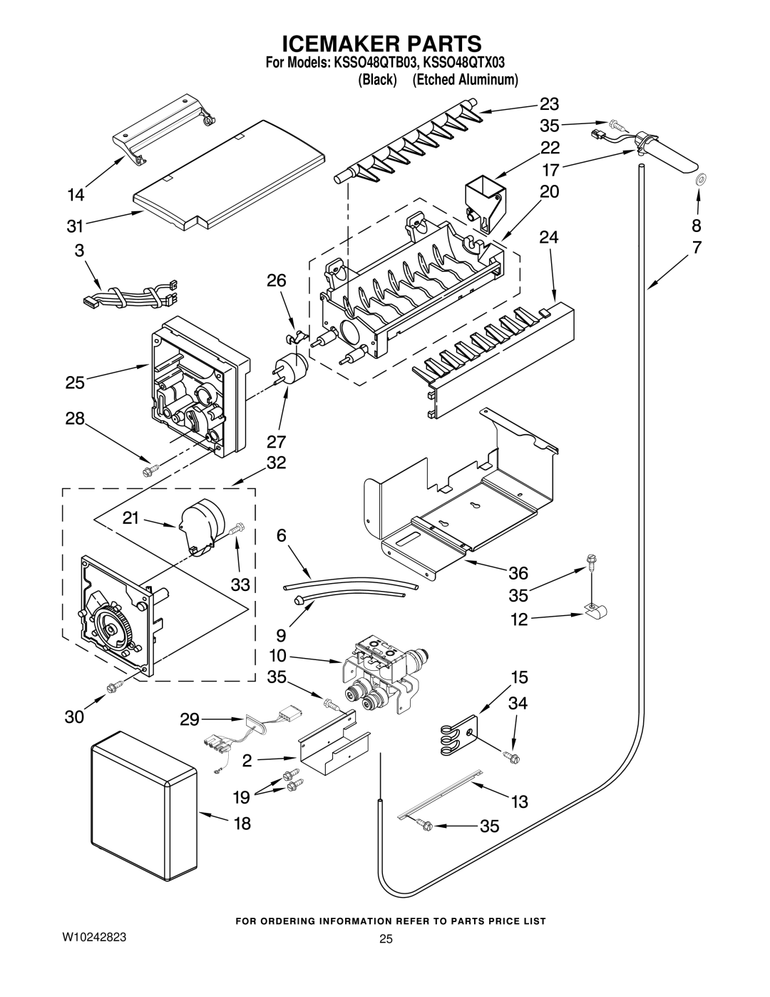 KitchenAid KSSO48QTB03, KSSO48QTX03 manual Icemaker Parts 