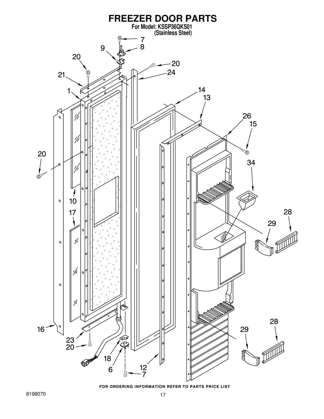 KitchenAid KSSP36QKS01 manual Freezer Door Parts 