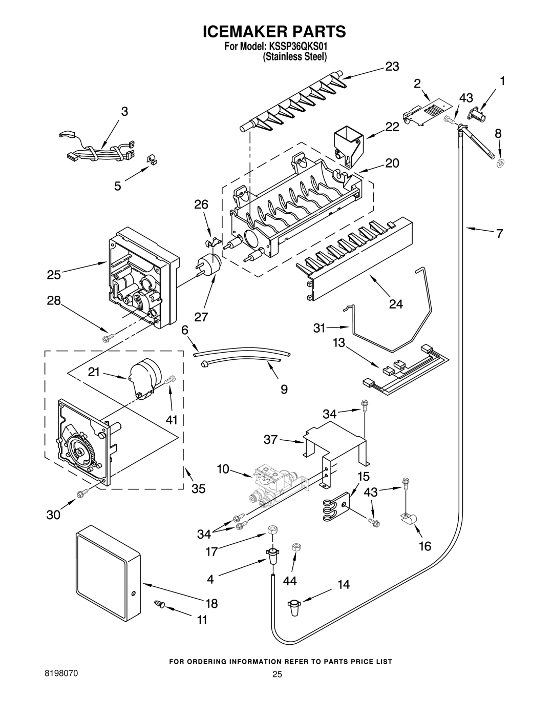 KitchenAid KSSP36QKS01 manual Icemaker Parts 