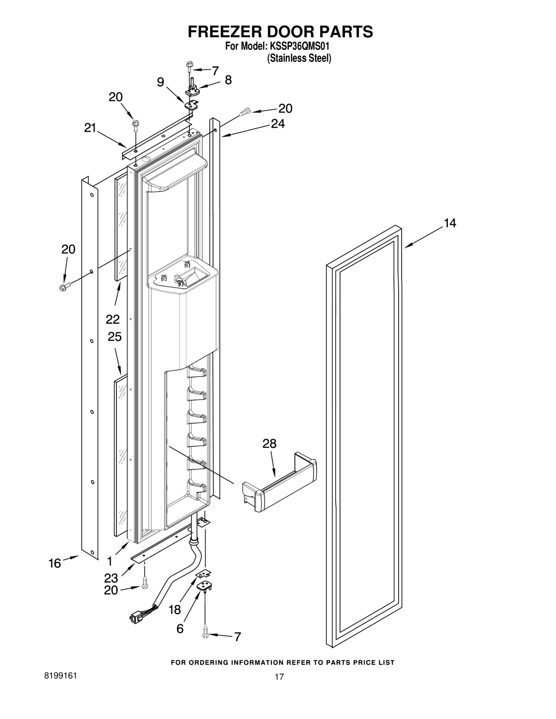 KitchenAid KSSP36QMS01 manual Freezer Door Parts 