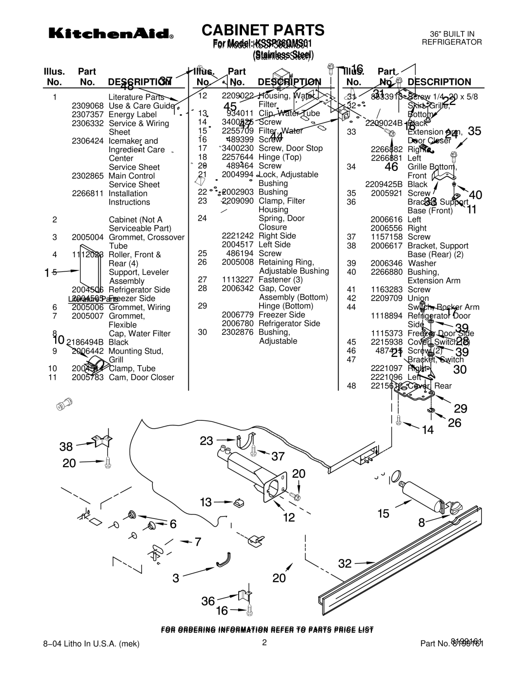 KitchenAid KSSP36QMS01 manual Illus. Part No. No. Description 