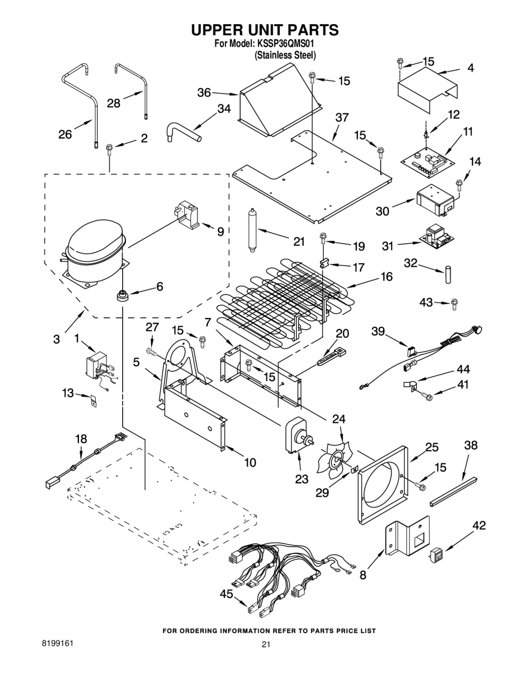 KitchenAid KSSP36QMS01 manual Upper Unit Parts 