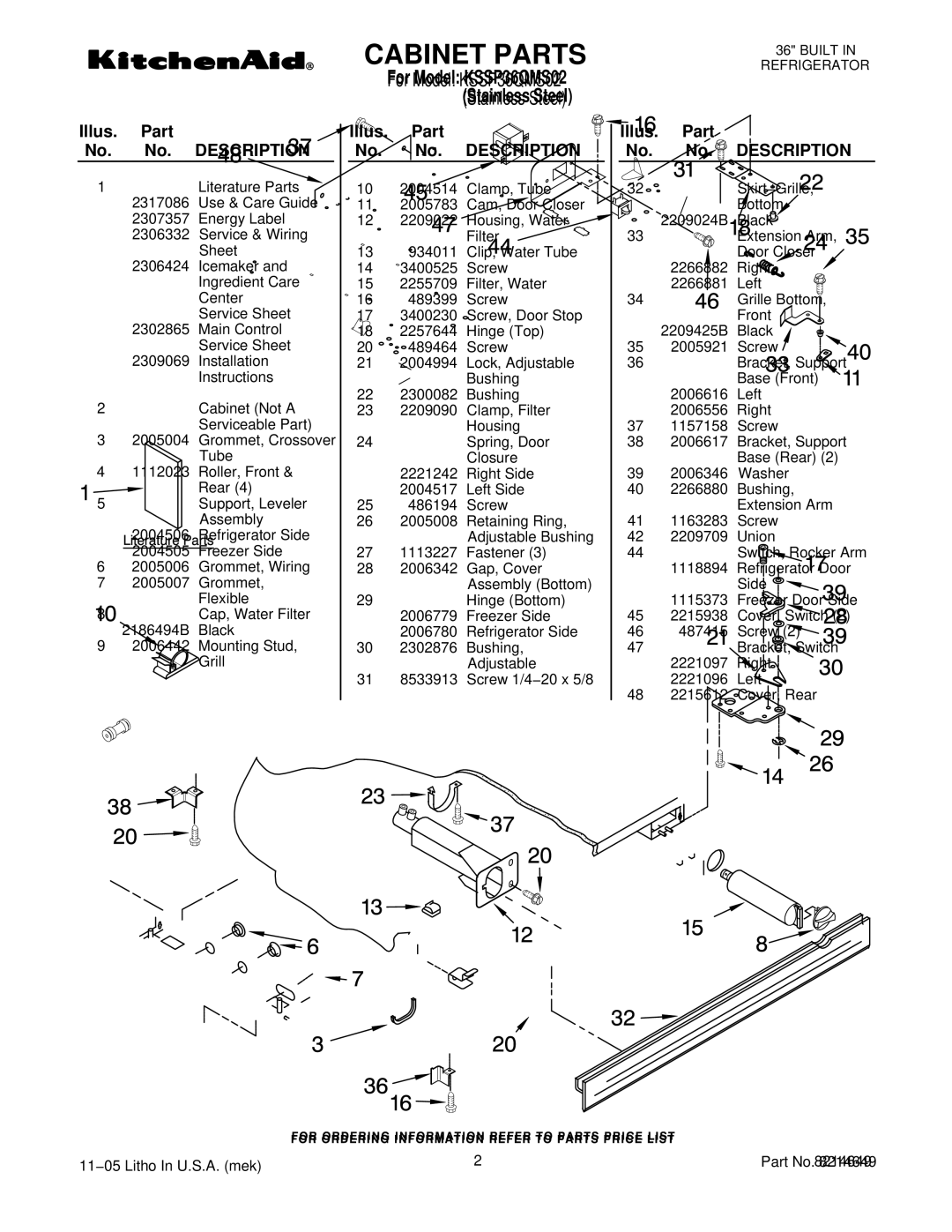 KitchenAid KSSP36QMS02 manual Illus. Part No. No. Description 