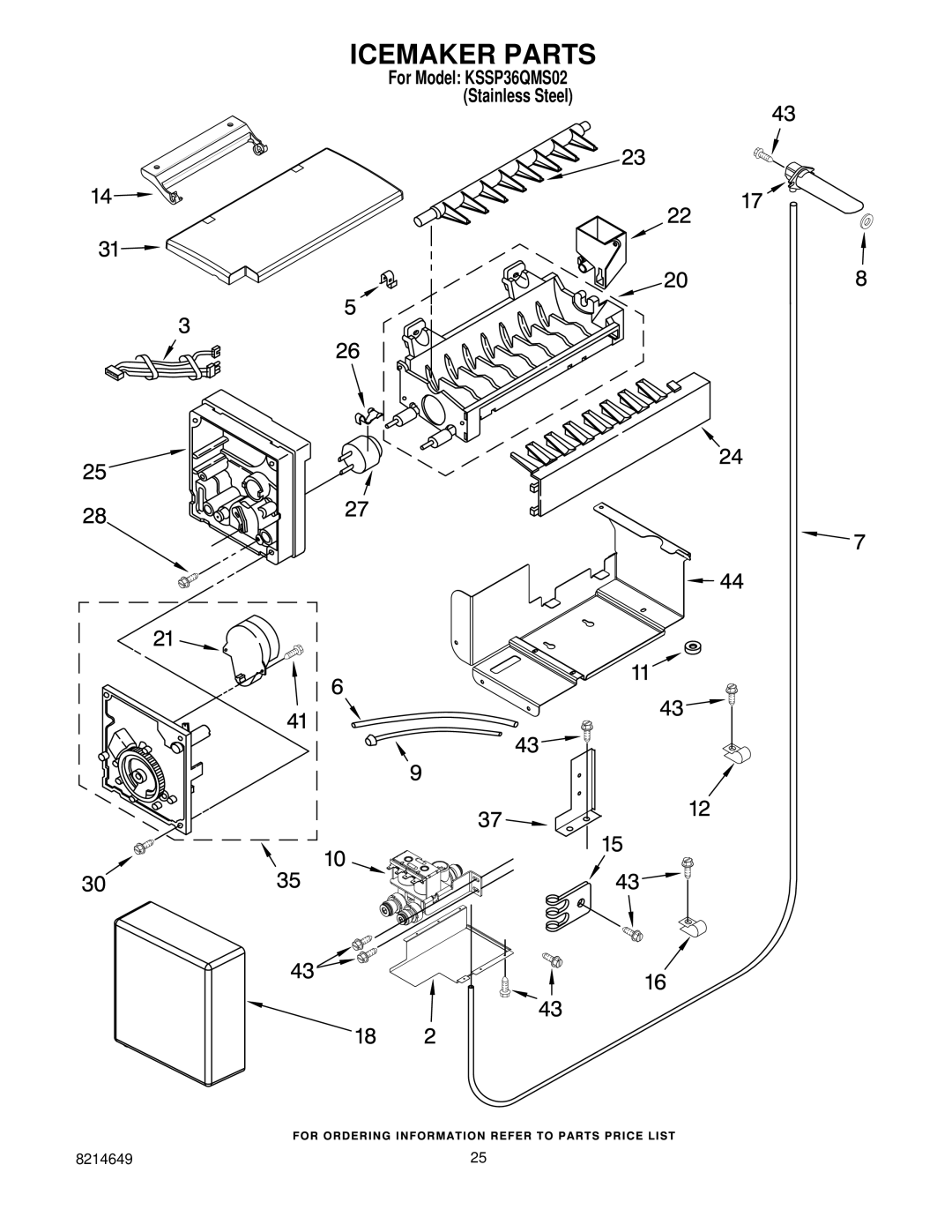 KitchenAid KSSP36QMS02 manual Icemaker Parts 