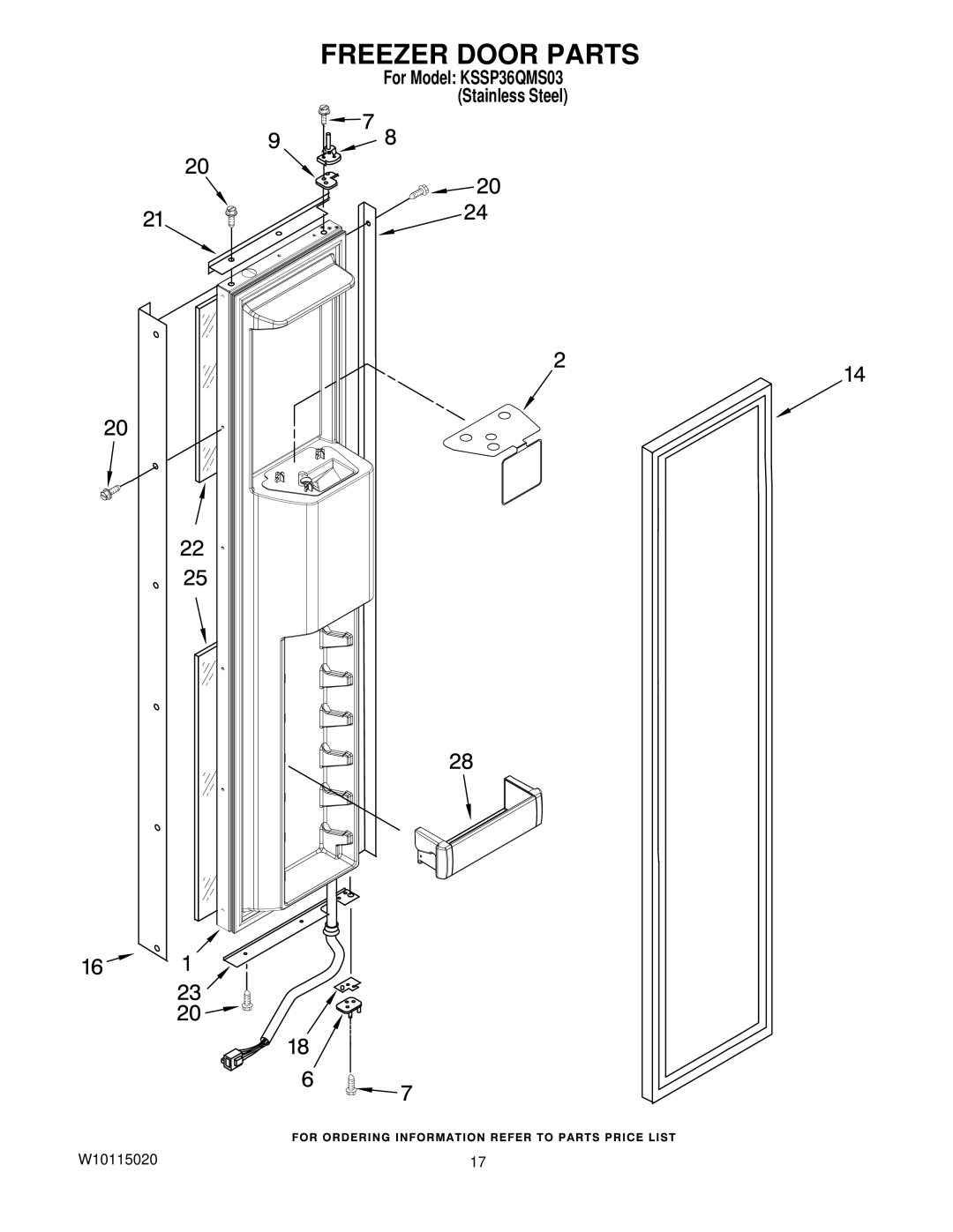 KitchenAid KSSP36QMS03 manual Freezer Door Parts 