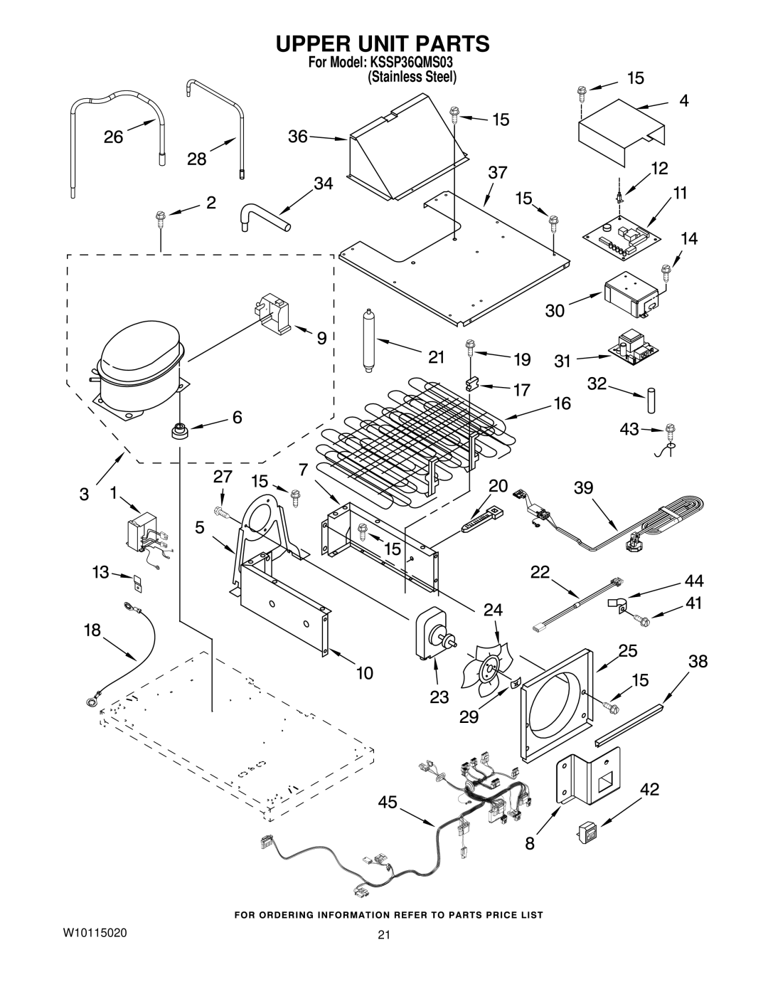 KitchenAid KSSP36QMS03 manual Upper Unit Parts 