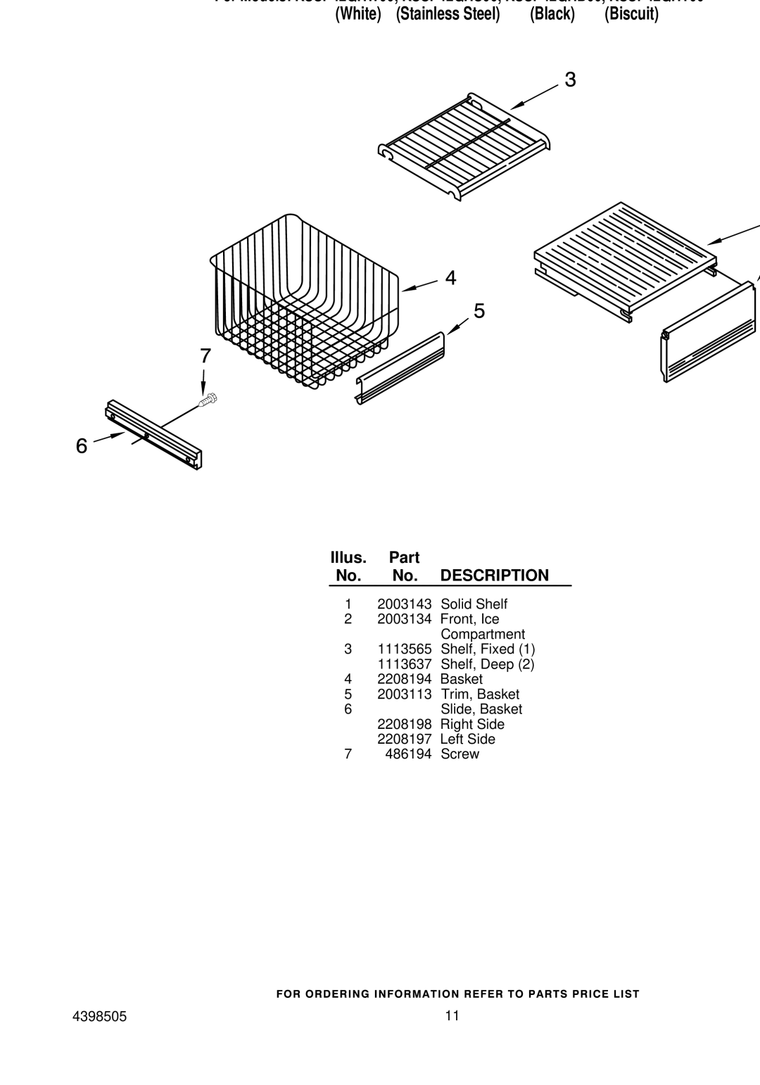 KitchenAid KSSP42QHT00, KSSP42QHW00, KSSP42QHS00, KSSP42QHB00 manual Freezer Shelf Parts 