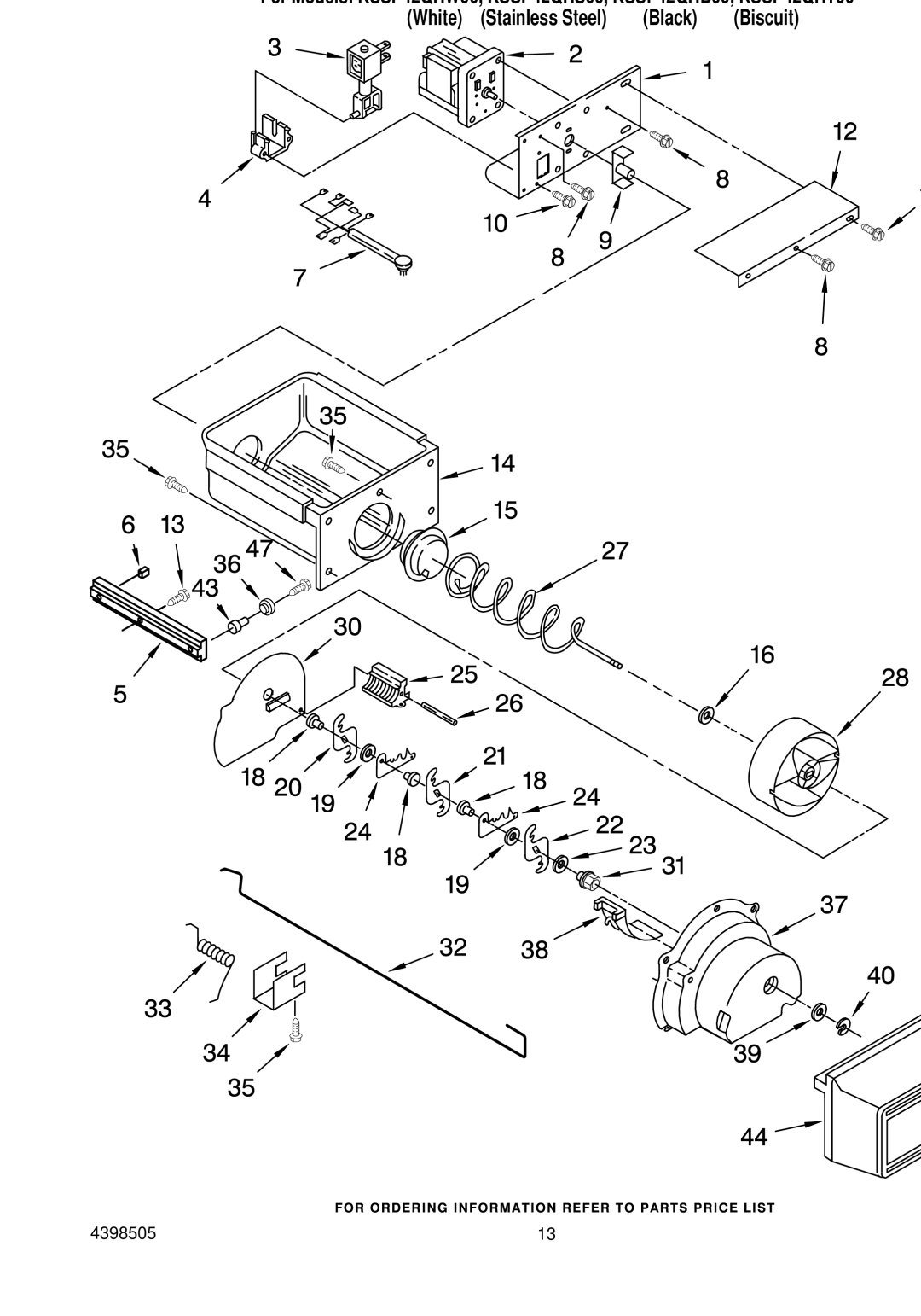 KitchenAid KSSP42QHS00, KSSP42QHW00, KSSP42QHB00, KSSP42QHT00 manual Motor and ICE Container Parts 