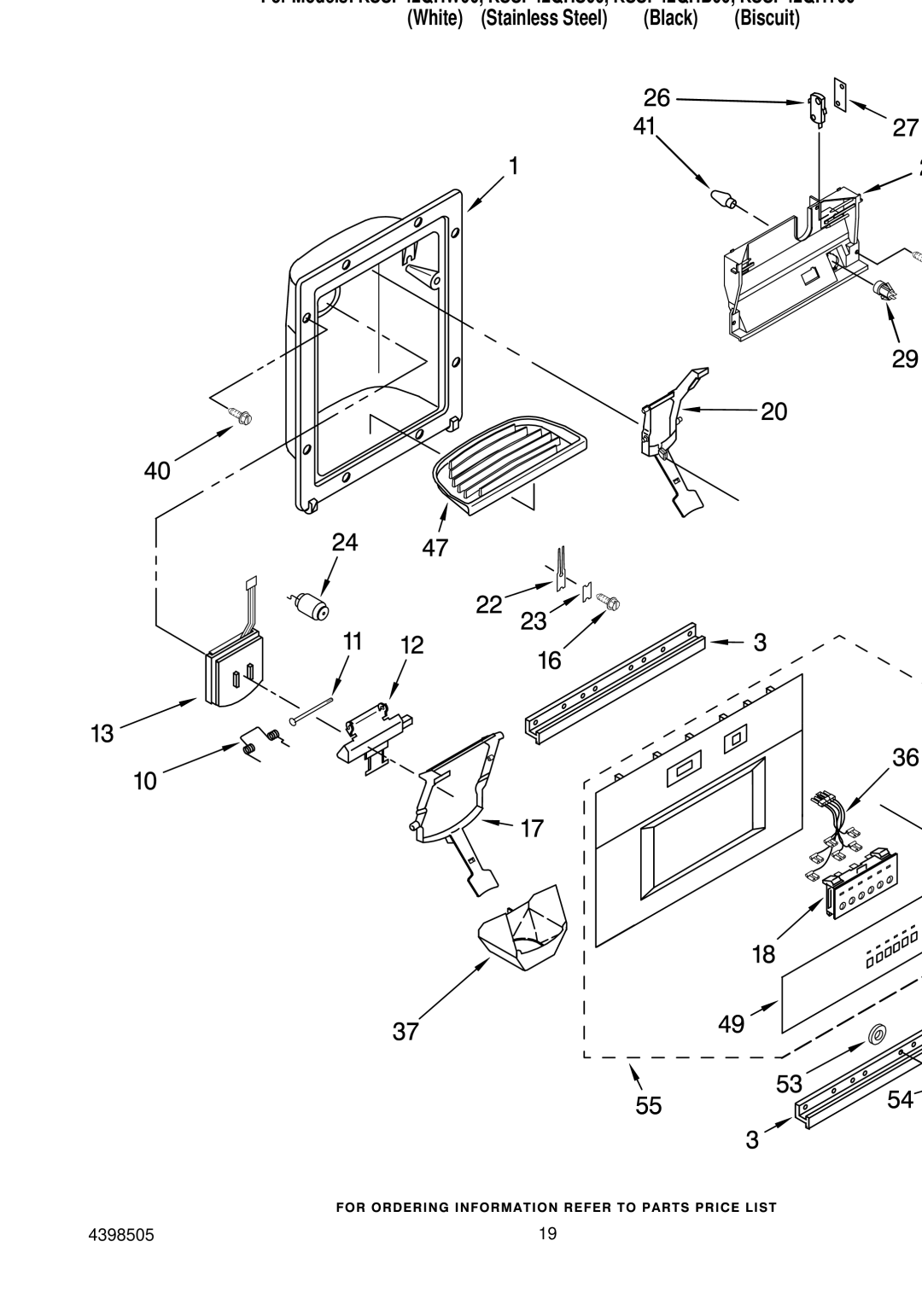 KitchenAid KSSP42QHT00, KSSP42QHW00, KSSP42QHS00, KSSP42QHB00 manual Dispenser Front Parts 