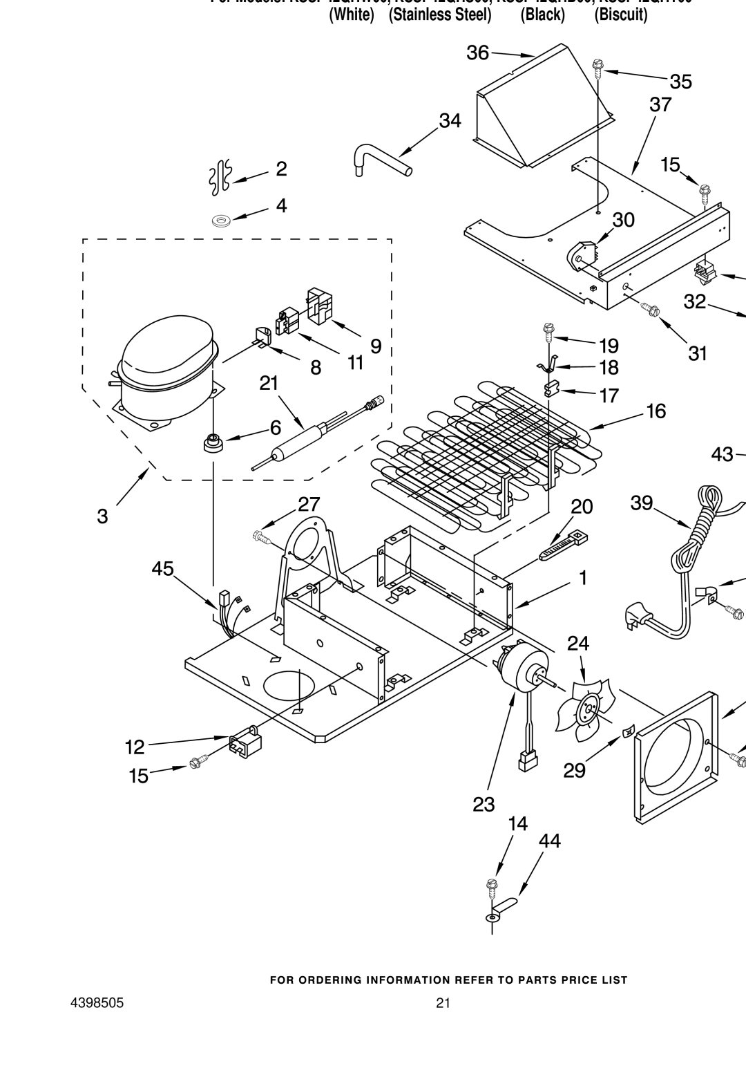 KitchenAid KSSP42QHS00, KSSP42QHW00, KSSP42QHB00, KSSP42QHT00 manual Upper Unit Parts 