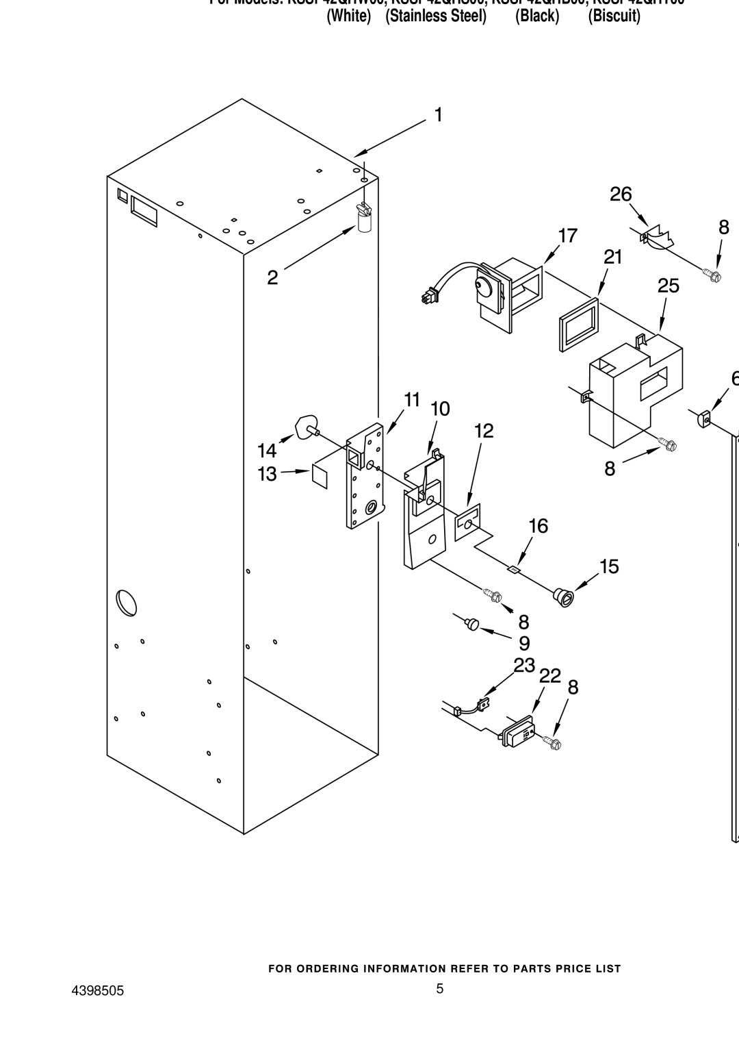 KitchenAid KSSP42QHS00, KSSP42QHW00, KSSP42QHB00, KSSP42QHT00 manual Refrigerator Liner Parts 