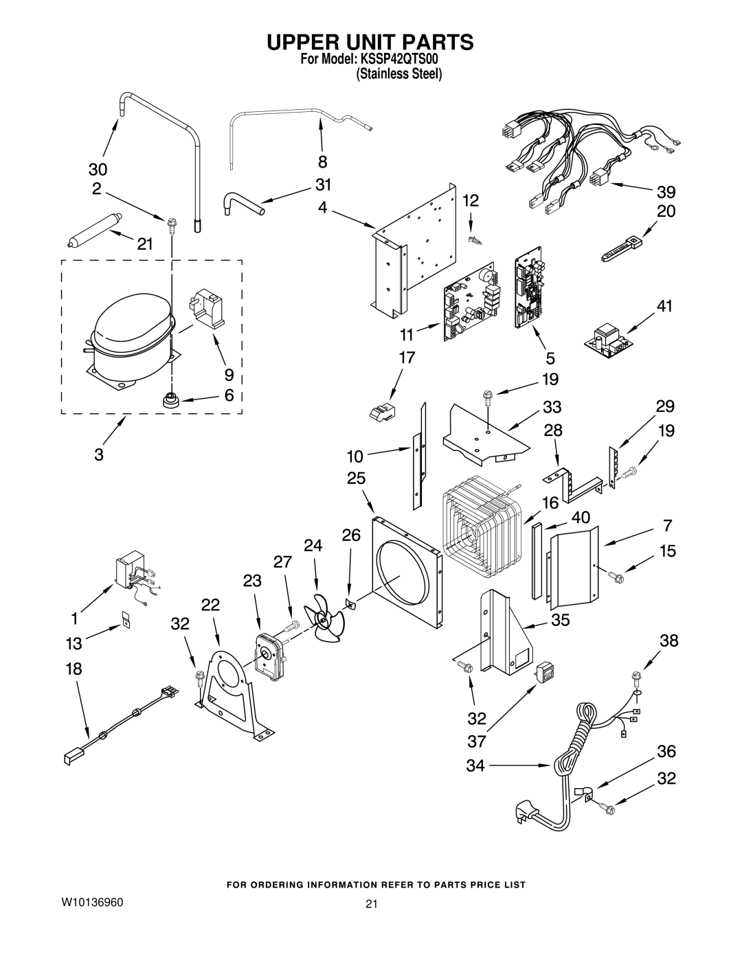 KitchenAid KSSP42QTS00 manual Upper Unit Parts 