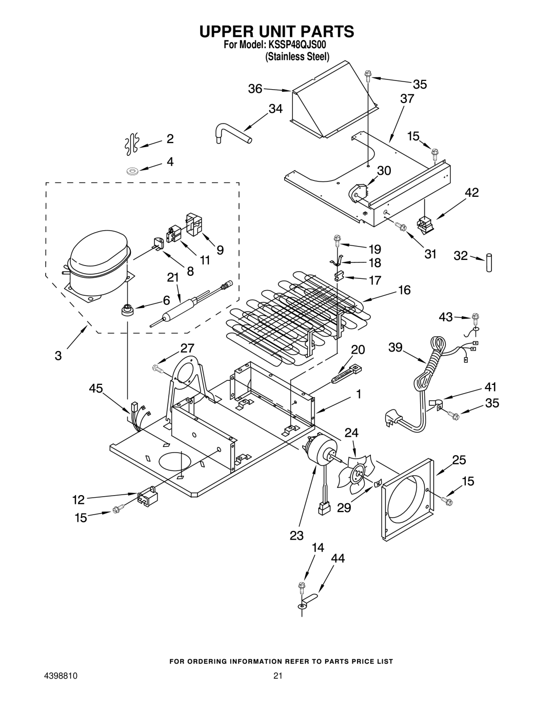 KitchenAid KSSP48QJS00 manual Upper Unit Parts 