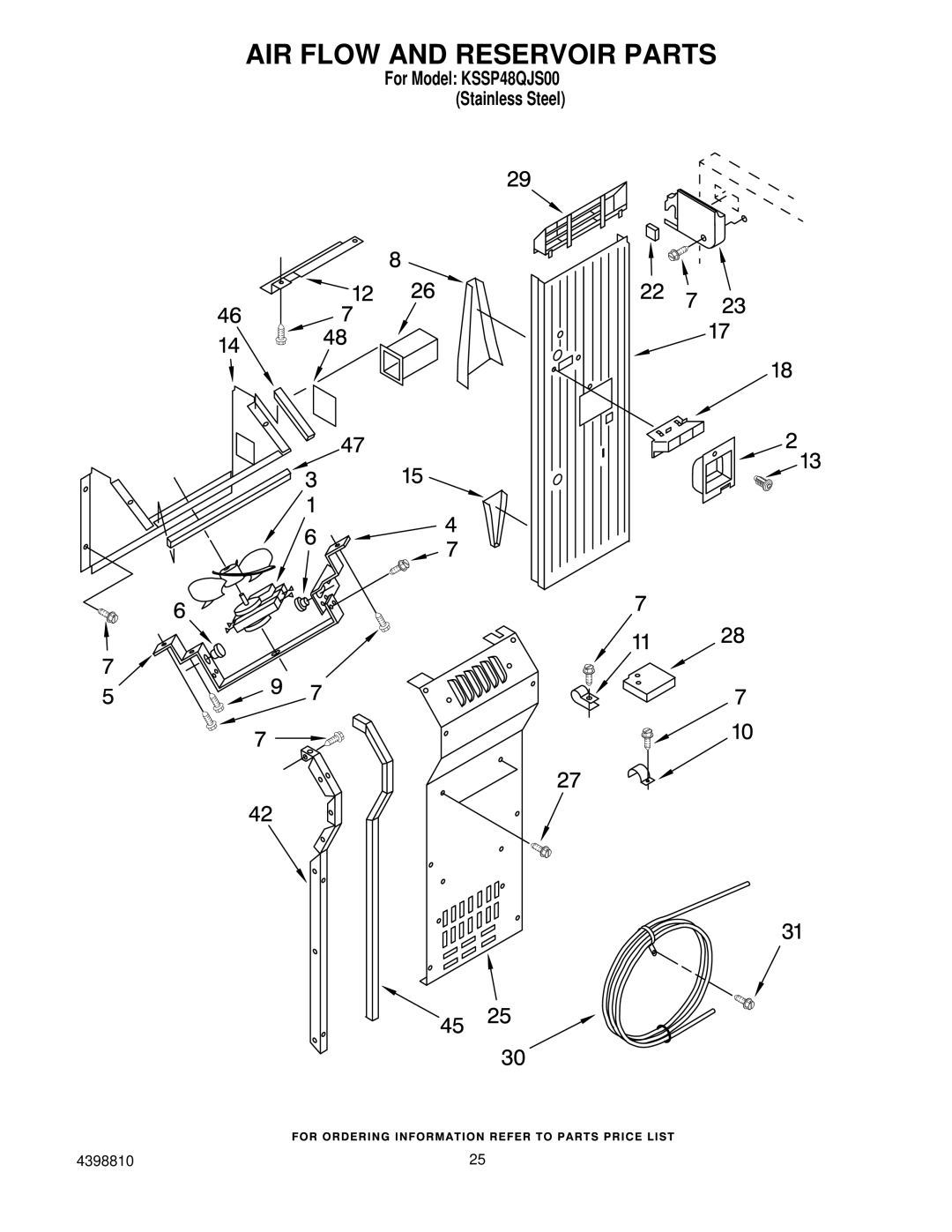 KitchenAid KSSP48QJS00 manual AIR Flow and Reservoir Parts 