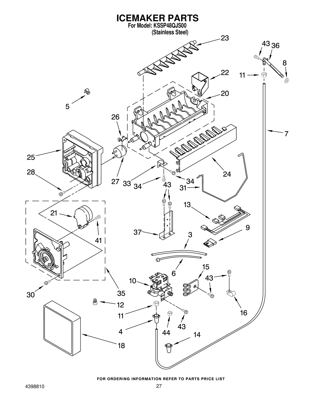 KitchenAid KSSP48QJS00 manual Icemaker Parts 