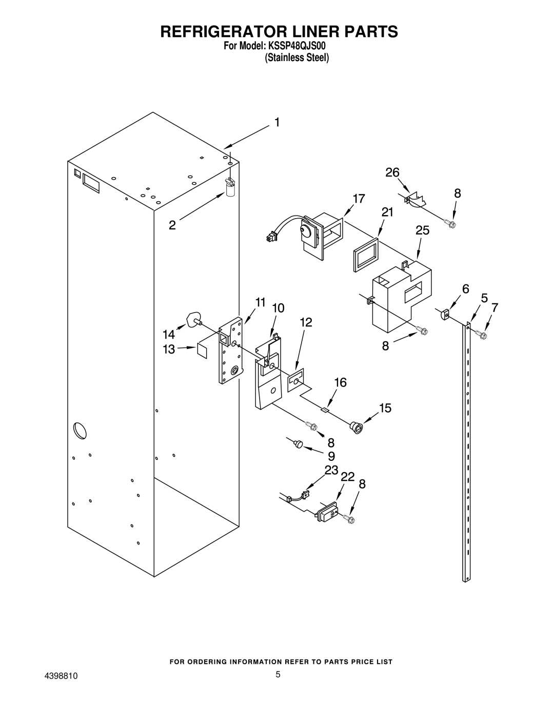 KitchenAid KSSP48QJS00 manual Refrigerator Liner Parts 