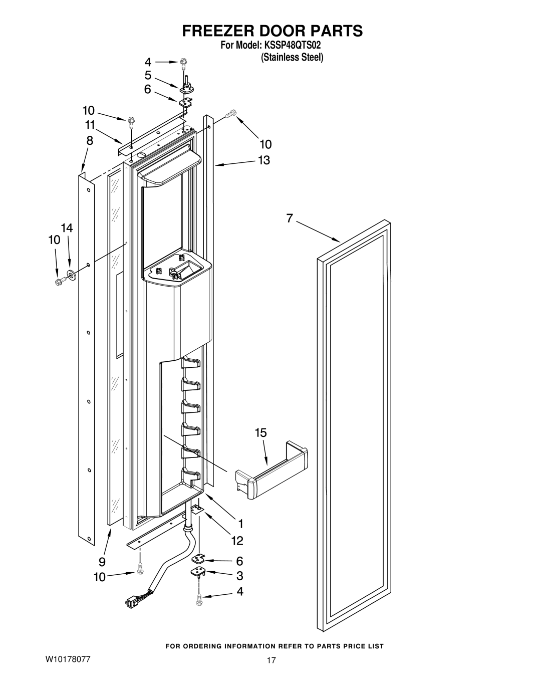 KitchenAid KSSP48QTS02 manual Freezer Door Parts 