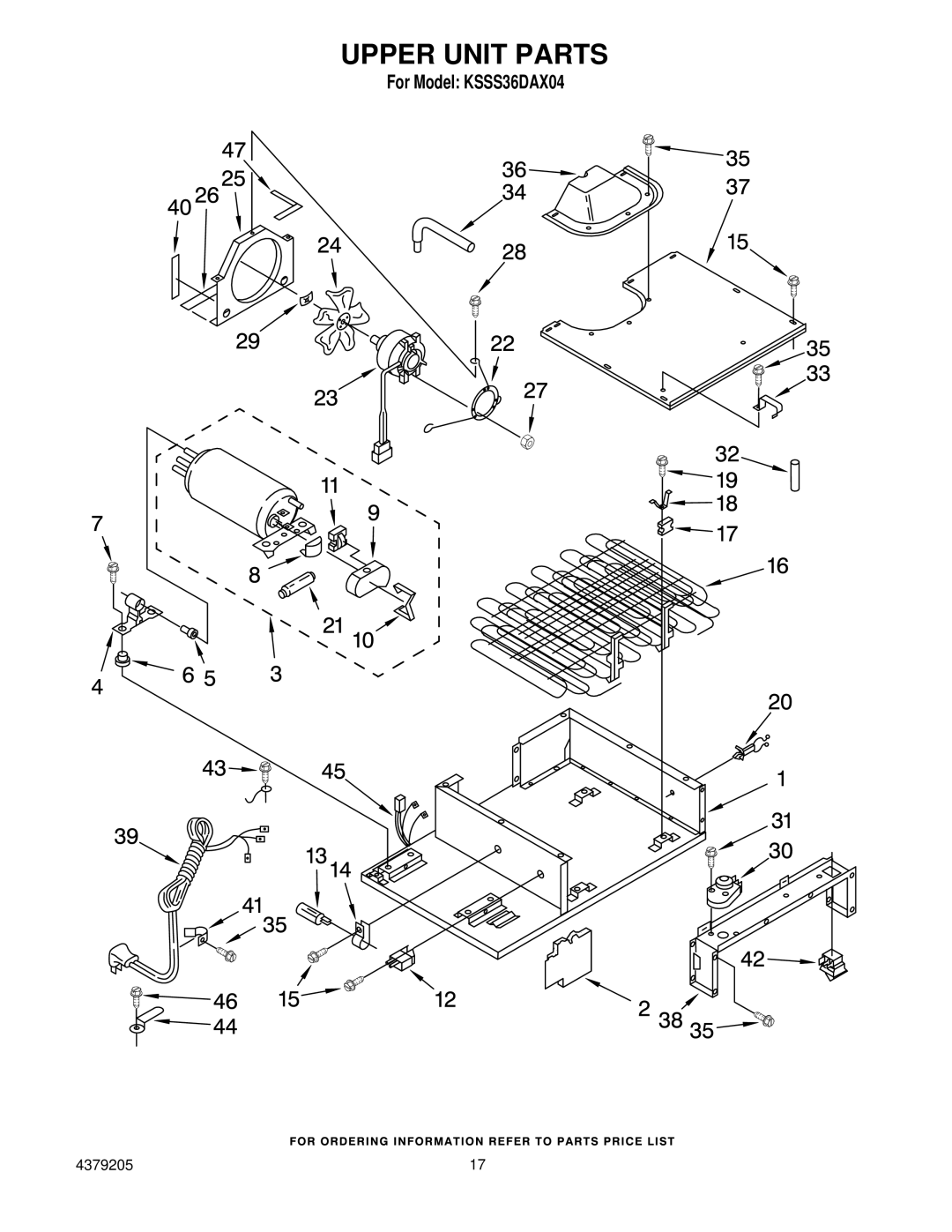 KitchenAid KSSS36DAX04 manual Upper Unit Parts 