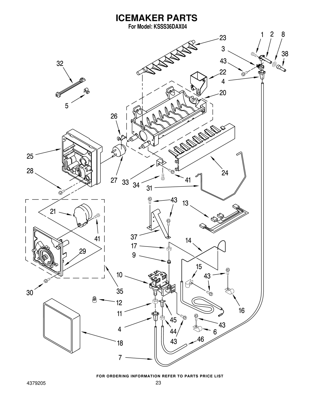 KitchenAid KSSS36DAX04 manual Icemaker Parts 