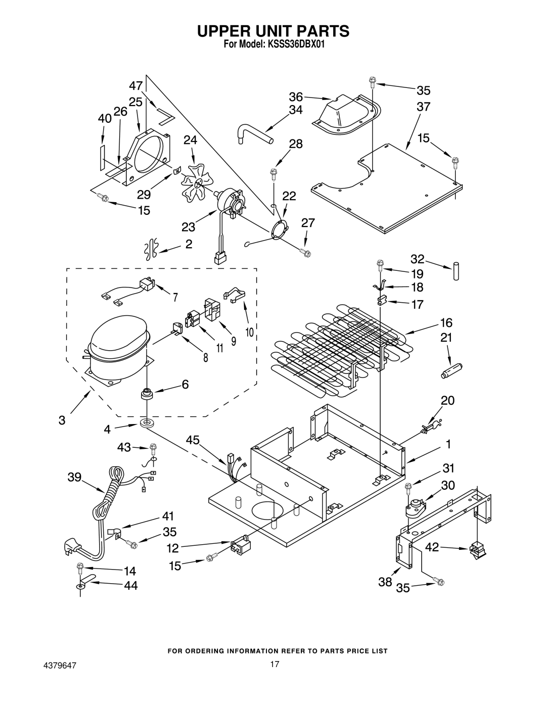 KitchenAid KSSS36DBX01 manual Upper Unit Parts 