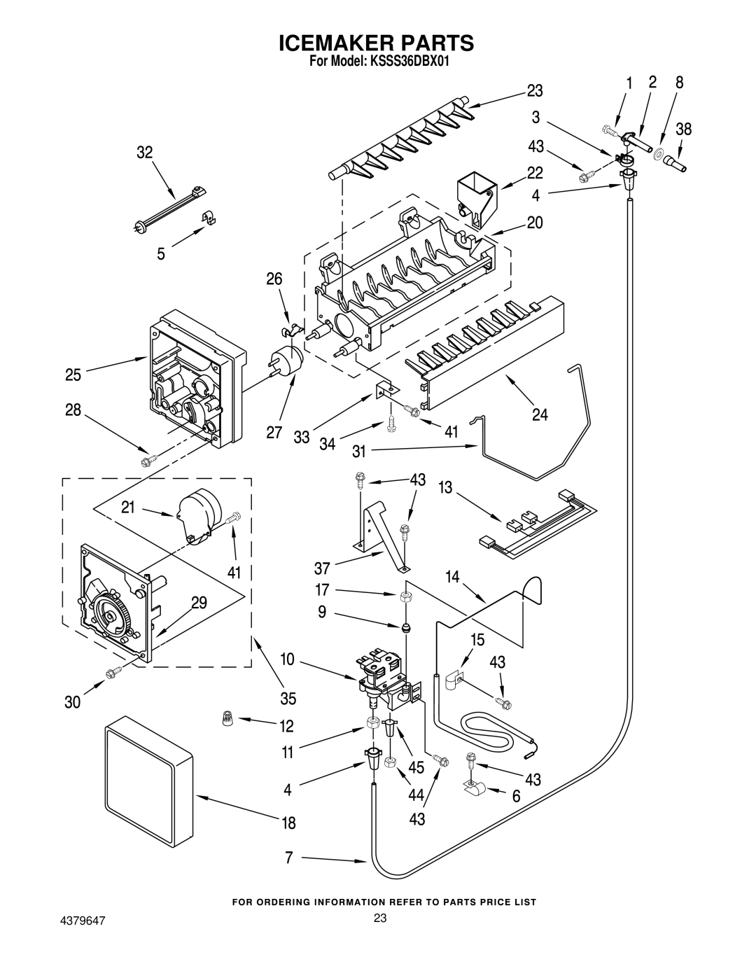 KitchenAid KSSS36DBX01 manual Icemaker Parts 