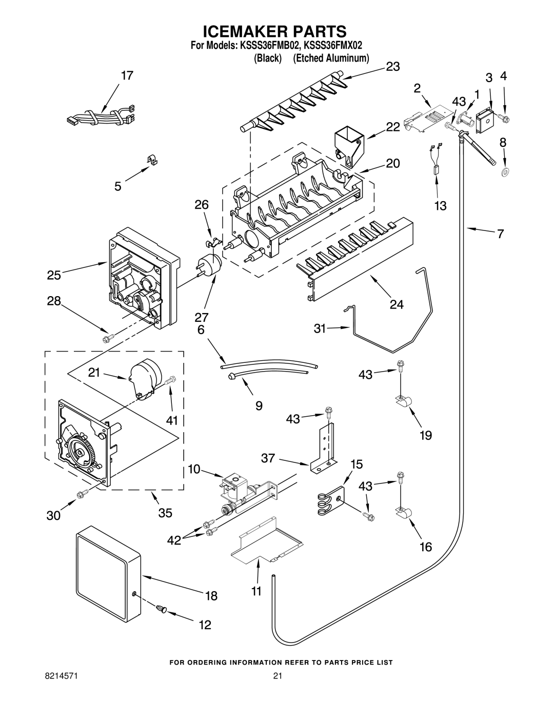 KitchenAid KSSS36FMB02, KSSS36FMX02 manual Icemaker Parts 