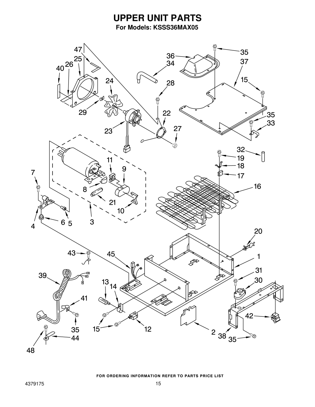 KitchenAid KSSS36MAX05 manual Upper Unit Parts 