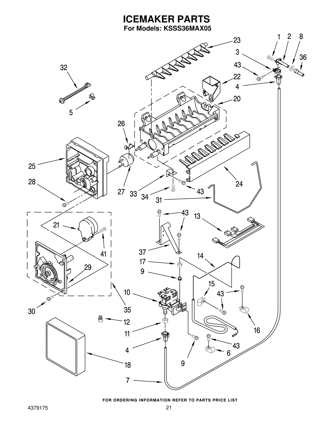 KitchenAid KSSS36MAX05 manual Icemaker Parts 