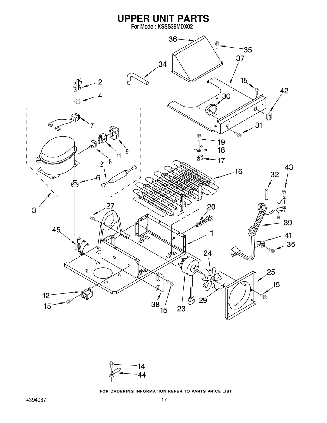 KitchenAid KSSS36MDX02 manual Upper Unit Parts 