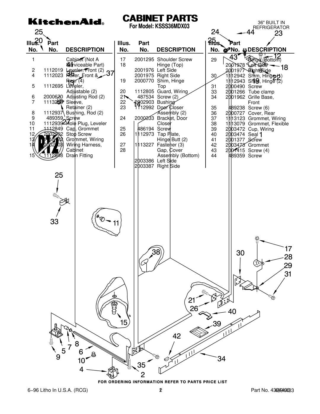 KitchenAid manual For Model KSSS36MDX03 