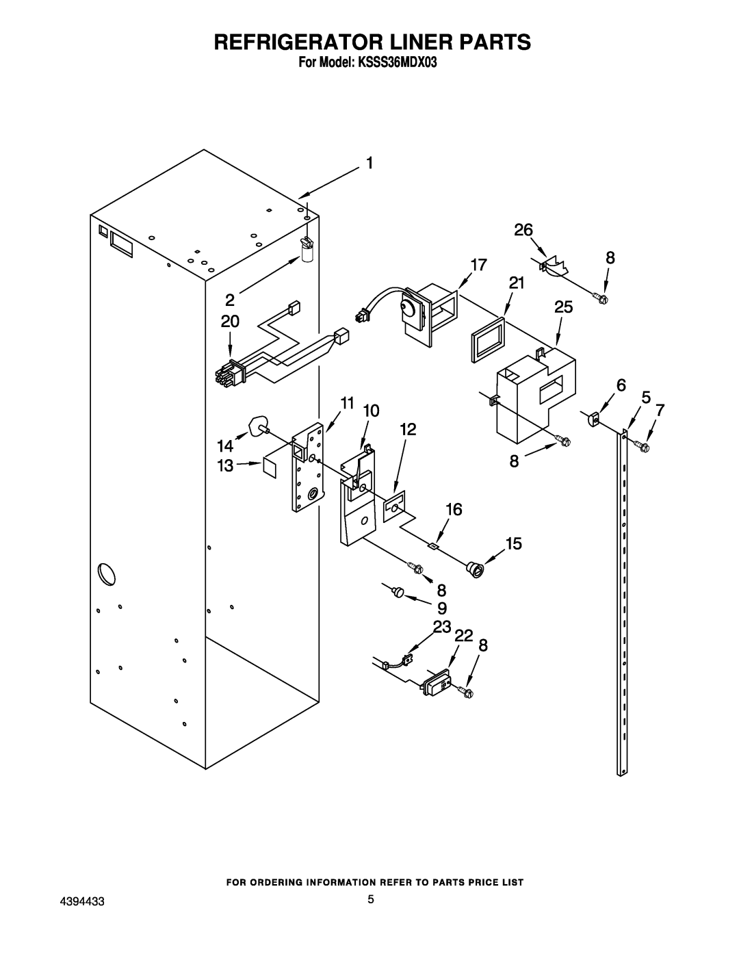 KitchenAid manual Refrigerator Liner Parts, For Model KSSS36MDX03 