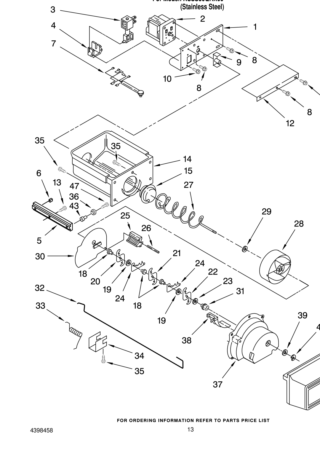 KitchenAid KSSS36QHX00 manual Motor and ICE Container Parts 