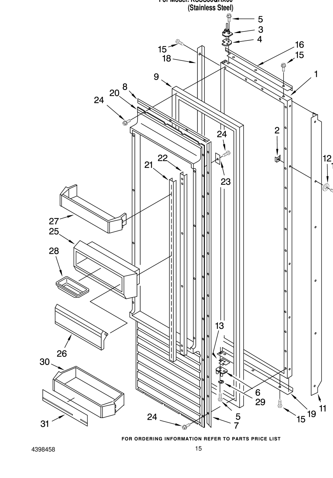 KitchenAid KSSS36QHX00 manual Refrigerator Door Parts 