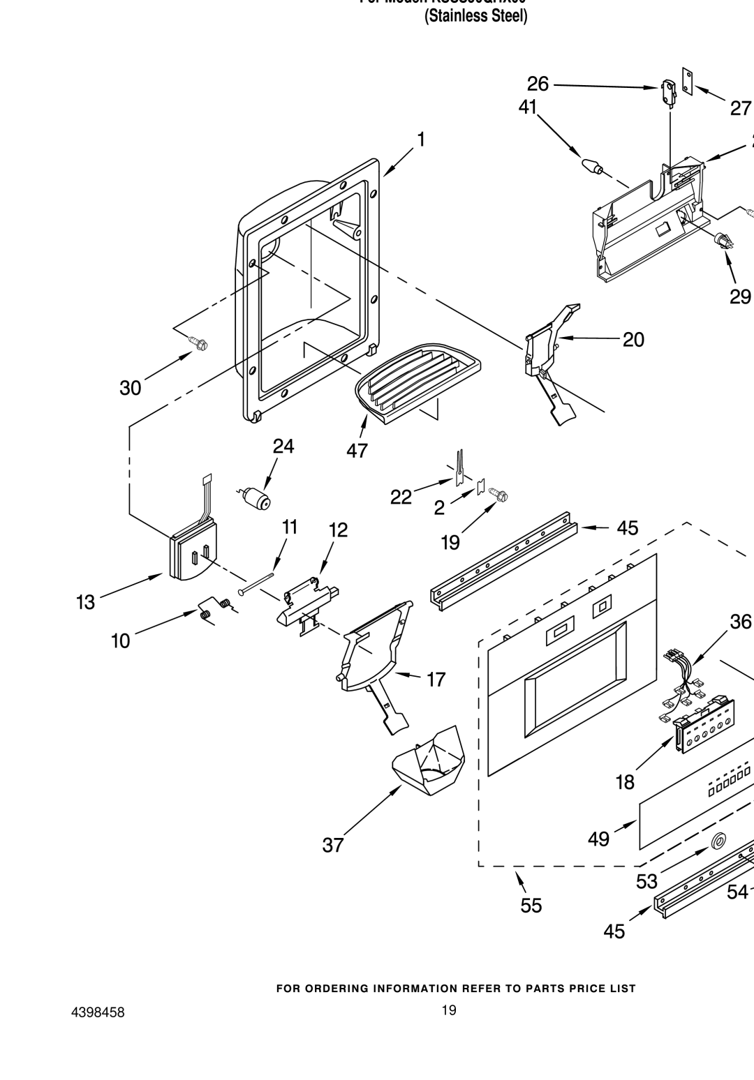 KitchenAid KSSS36QHX00 manual Dispenser Front Parts 