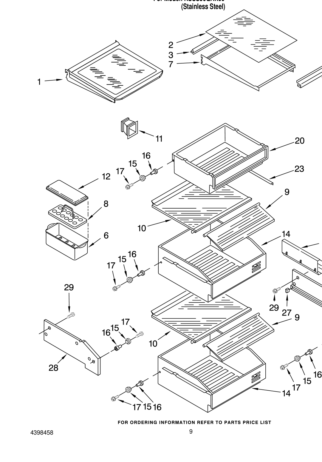 KitchenAid KSSS36QHX00 manual Refrigerator Shelf Parts 