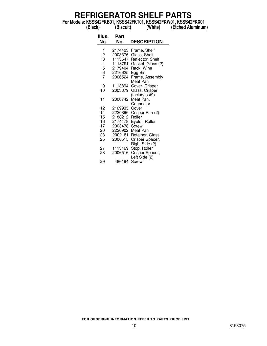 KitchenAid KSSS42FKX01, KSSS42FKW01, KSSS42FKT01, KSSS42FKB01 manual Biscuit 