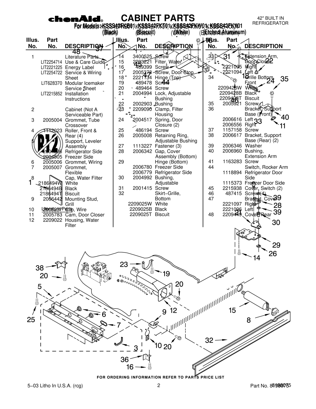 KitchenAid KSSS42FKX01, KSSS42FKW01, KSSS42FKT01, KSSS42FKB01 manual Description 