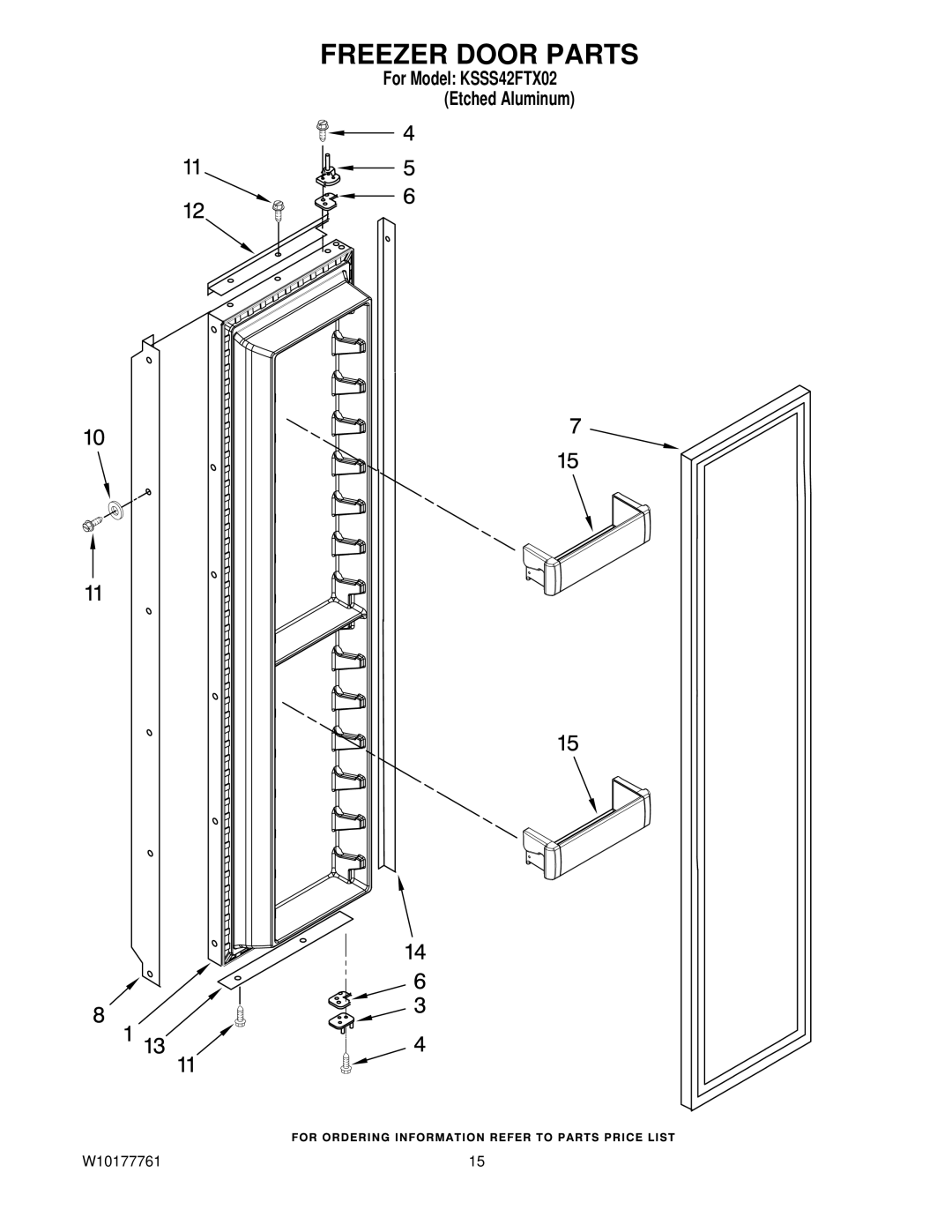 KitchenAid KSSS42FTX02 manual Freezer Door Parts 