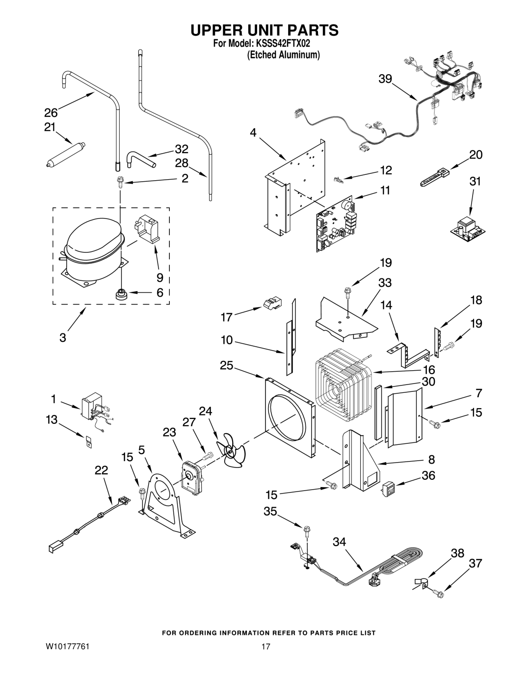 KitchenAid KSSS42FTX02 manual Upper Unit Parts 