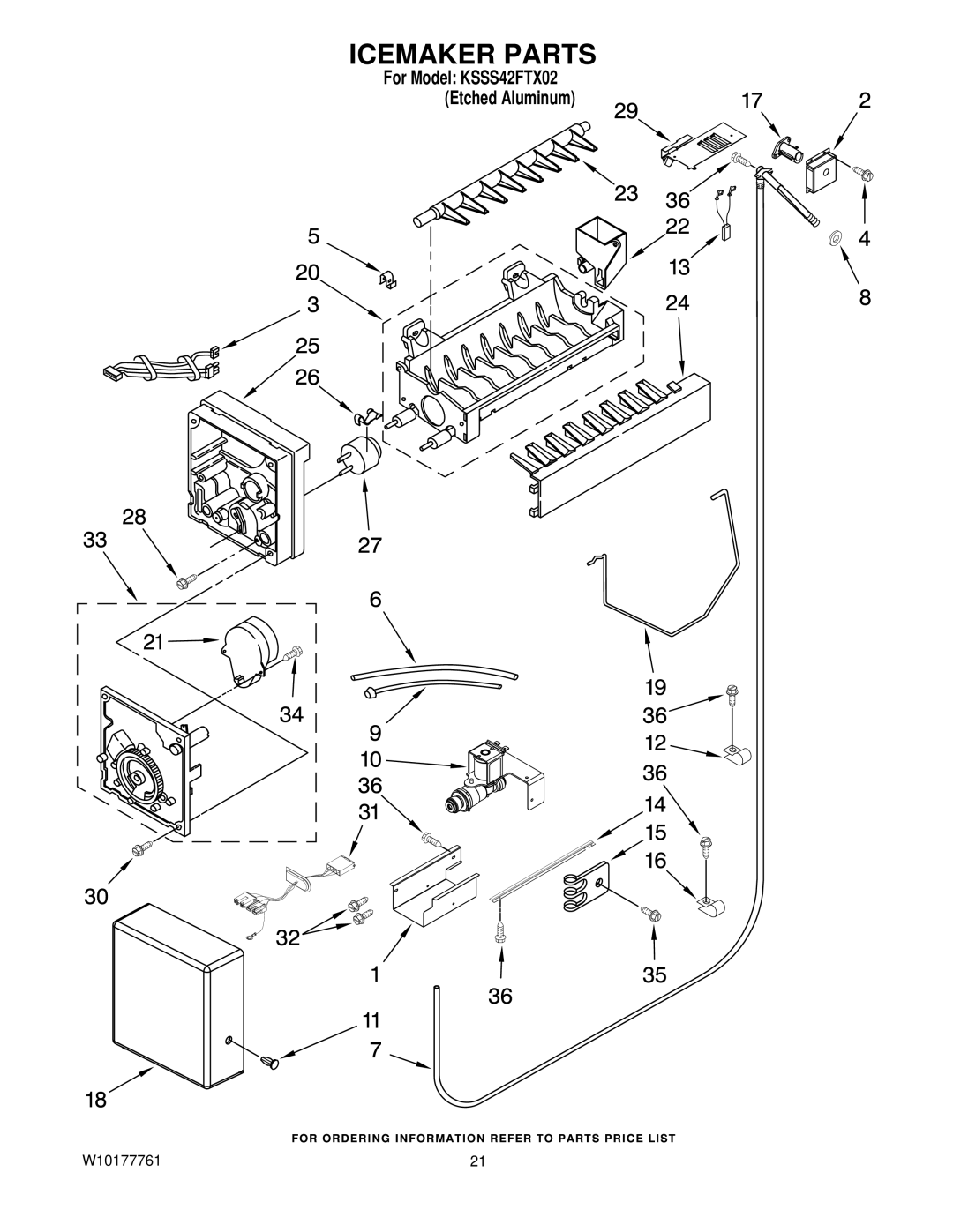 KitchenAid KSSS42FTX02 manual Icemaker Parts 