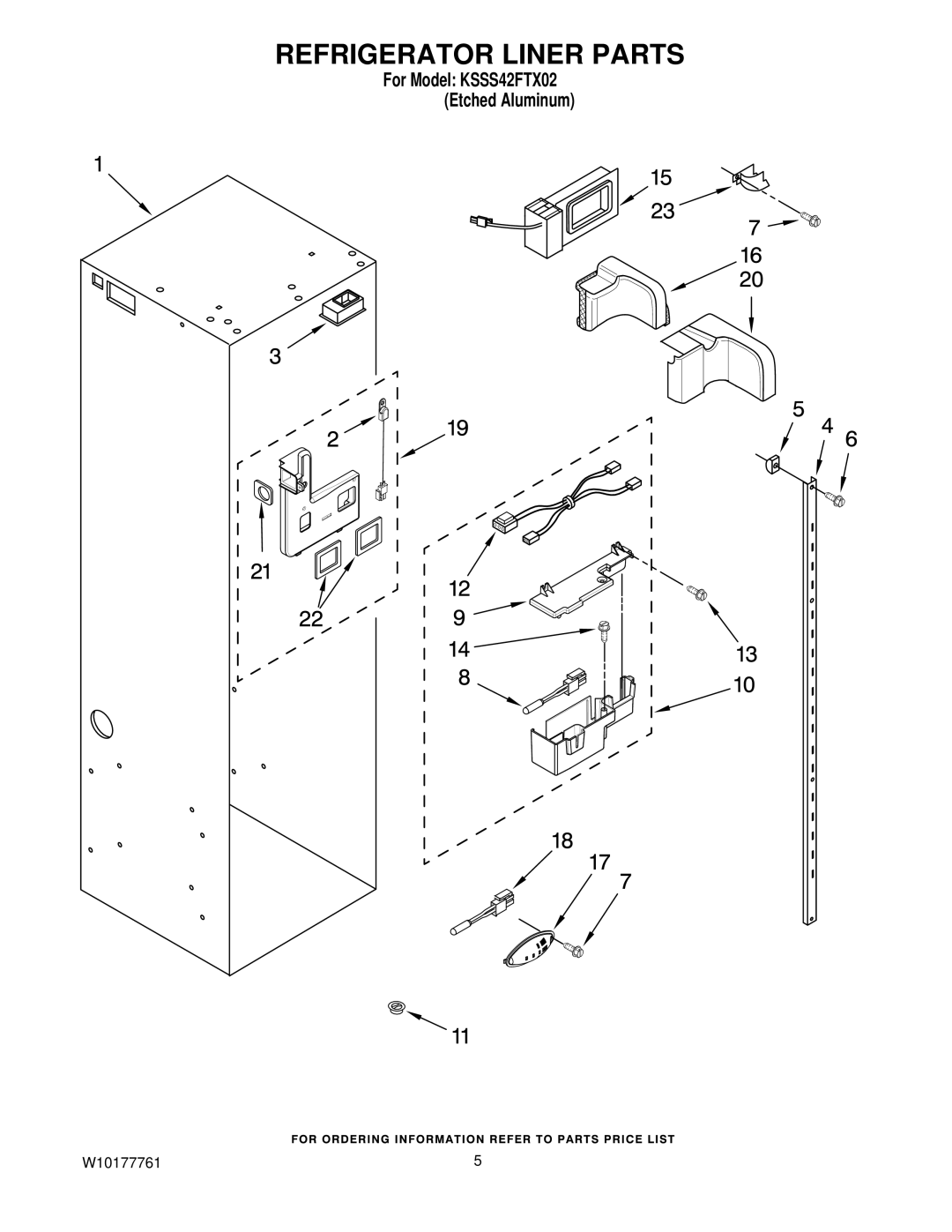 KitchenAid KSSS42FTX02 manual Refrigerator Liner Parts 