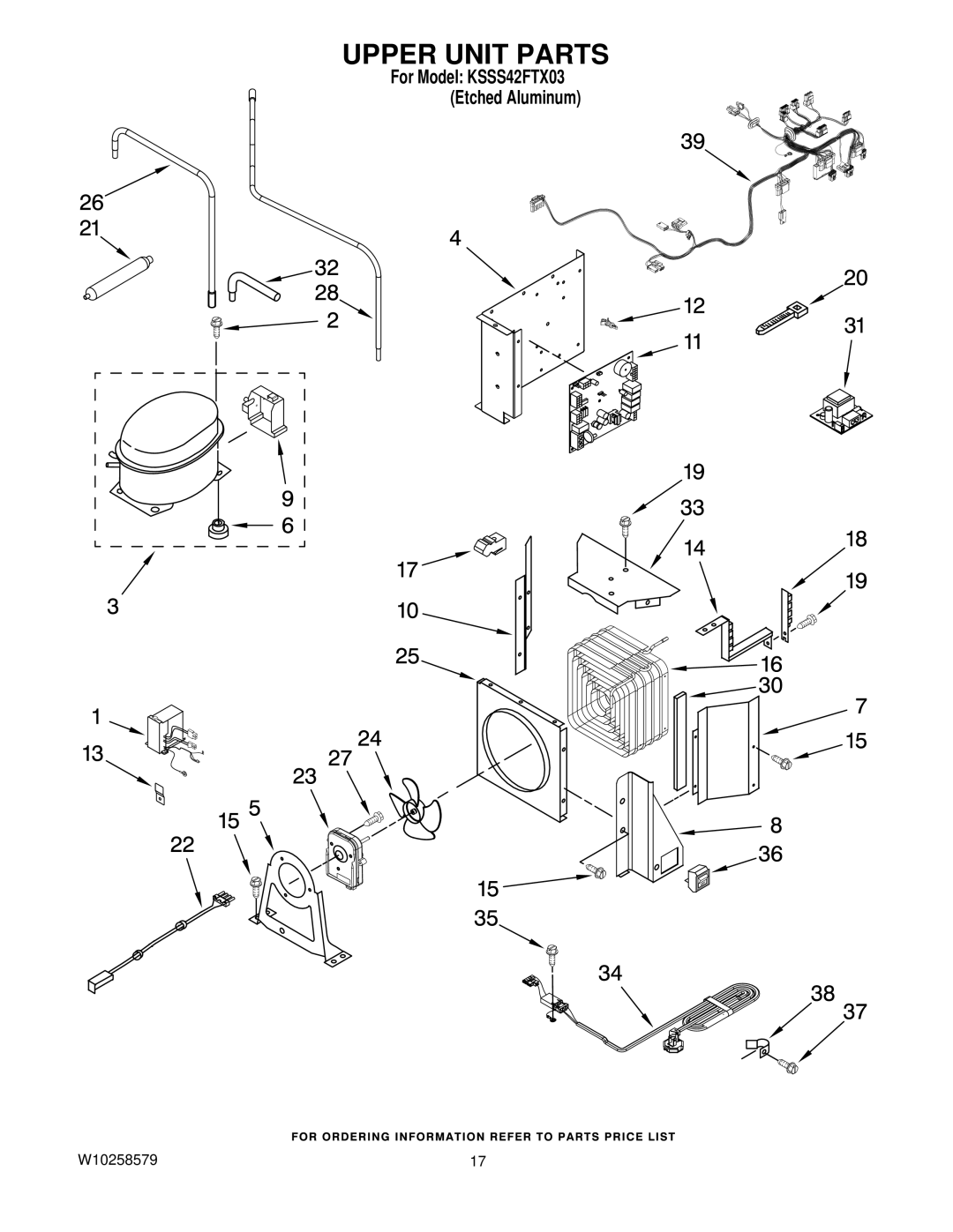 KitchenAid KSSS42FTX03 manual Upper Unit Parts 