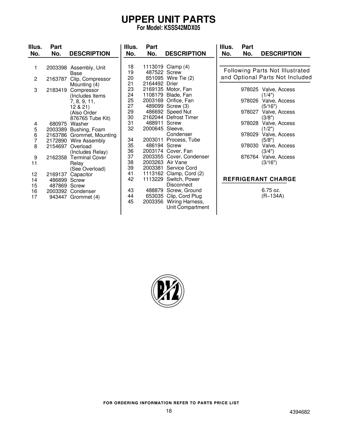 KitchenAid KSSS42MDX05 manual Upper Unit Parts 