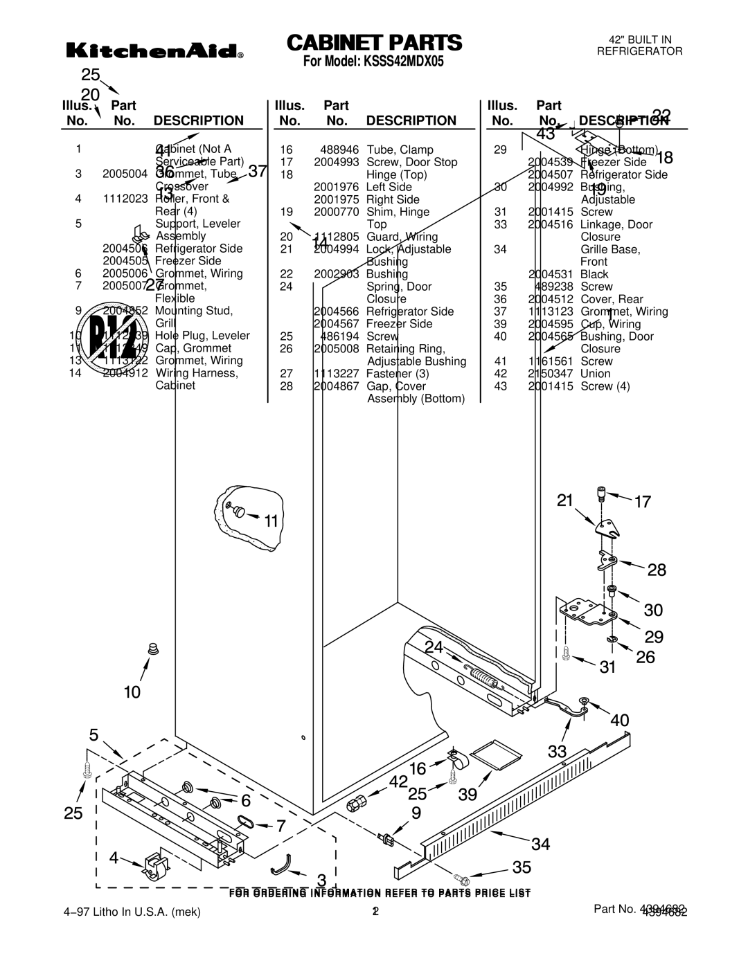 KitchenAid manual For Model KSSS42MDX05 