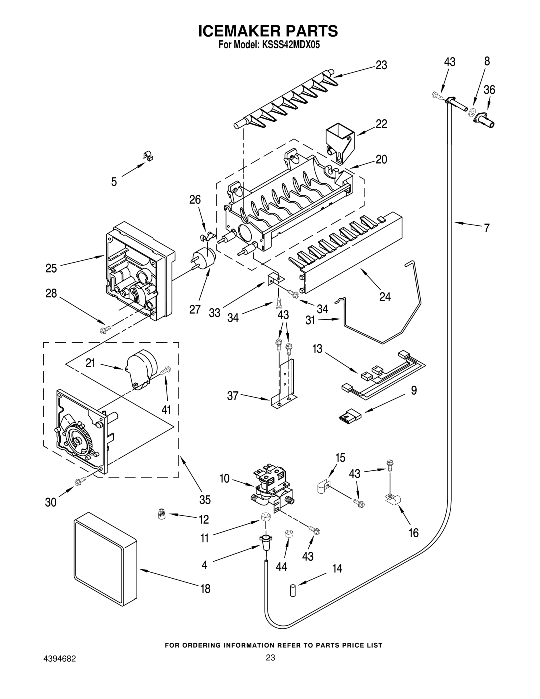 KitchenAid KSSS42MDX05 manual Icemaker Parts 