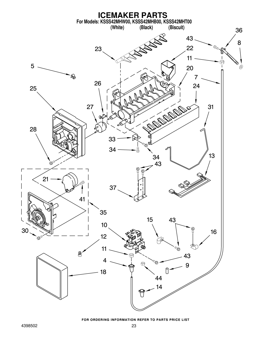 KitchenAid KSSS42MHT00, KSSS42MHW00, KSSS42MHB00 manual Icemaker Parts 